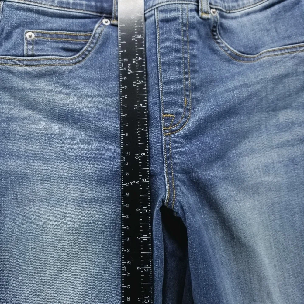 Spanx Jeans Womens S Blue Straight Pull On Shaping Faded Medium Wash‎ Stretch